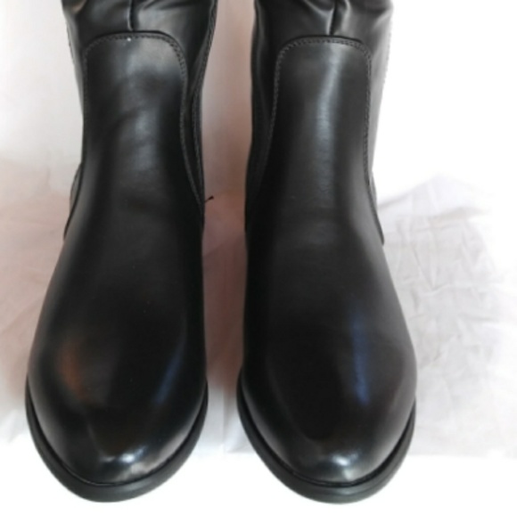 New Women's Black Knee High Riding Boots - Picture 4 of 11
